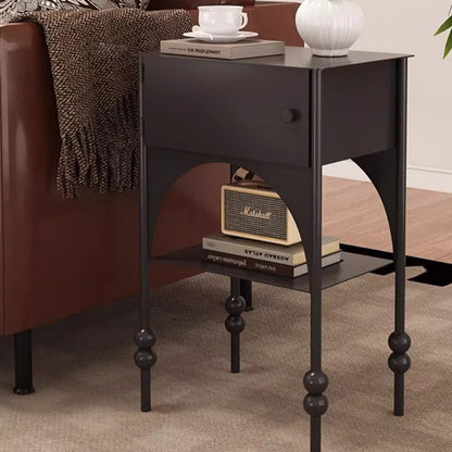 Modern Minimalist Rectangular Arched High-Heel Design Iron Nightstand 1-Cabinet For Bedroom