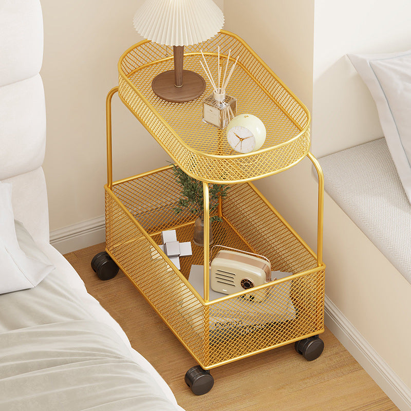 Modern Minimalist Rectangular Iron Side Table 2-Tier For Living Room