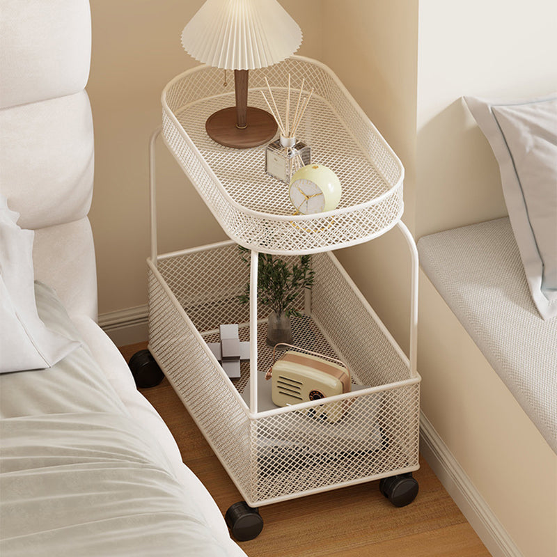 Modern Minimalist Rectangular Iron Side Table 2-Tier For Living Room
