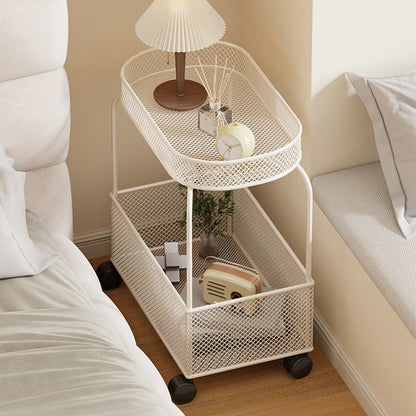 Modern Minimalist Rectangular Iron Side Table 2-Tier For Living Room