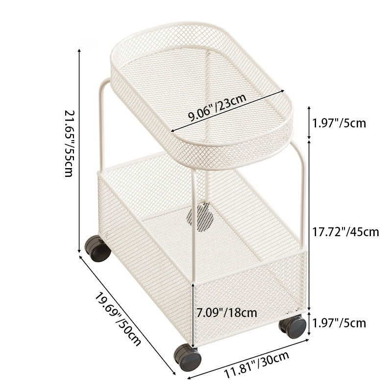 Modern Minimalist Rectangular Iron Side Table 2-Tier For Living Room