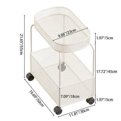 Modern Minimalist Rectangular Iron Side Table 2-Tier For Living Room