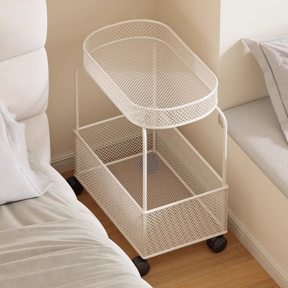 Modern Minimalist Rectangular Iron Side Table 2-Tier For Living Room