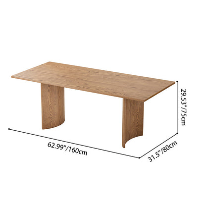 Traditional Chinese North American Ash Wood Dining Table Set - Rectangular Dining Table Curved Back Chairs For Dining Room & Kitchen