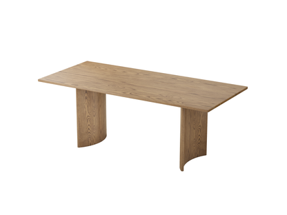 Contemporary Scandinavian North American Ash Wood Dining Table Set - Rectangular Dining Table Trapezoidal Back Chairs For Dining Room & Kitchen