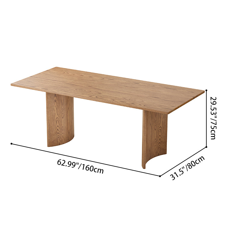 Contemporary Scandinavian North American Ash Wood Dining Table Set - Rectangular Dining Table Trapezoidal Back Chairs For Dining Room & Kitchen