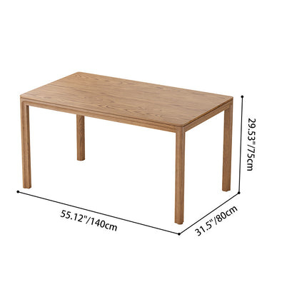 Contemporary Scandinavian North American Ash Wood Dining Table Set - Rectangular Dining Table Ladder Back Chairs For Dining Room & Kitchen