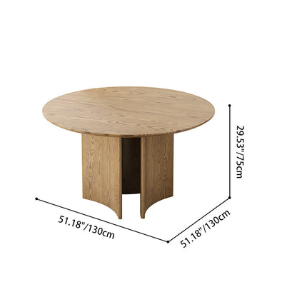 Traditional Chinese North American Ash Wood Dining Table Set - Round Dining Table Hollow Design Back Chairs For Dining Room & Kitchen