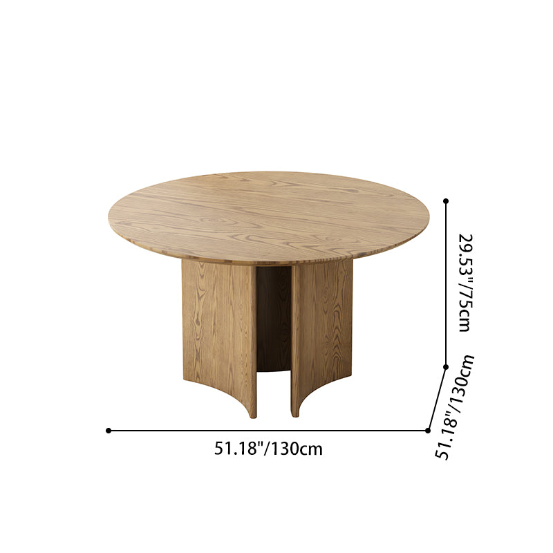 Contemporary Scandinavian North American Ash Wood Dining Table Set - Round Dining Table Curved Back Chairs For Dining Room