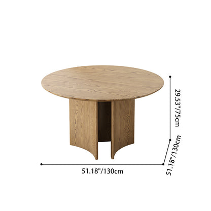 Contemporary Scandinavian North American Ash Wood Dining Table Set - Round Dining Table Curved Back Chairs For Dining Room