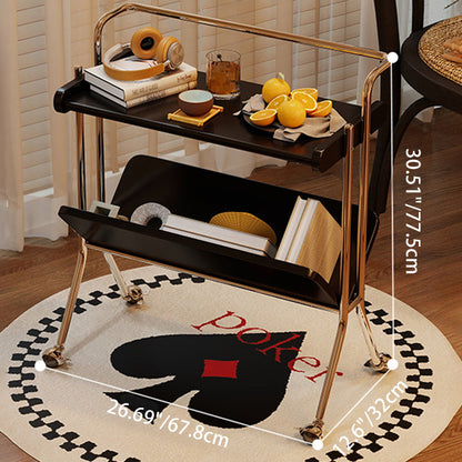 Traditional Vintage Rectangular Rubberwood Stainless Steel 2-Tier For Living Room