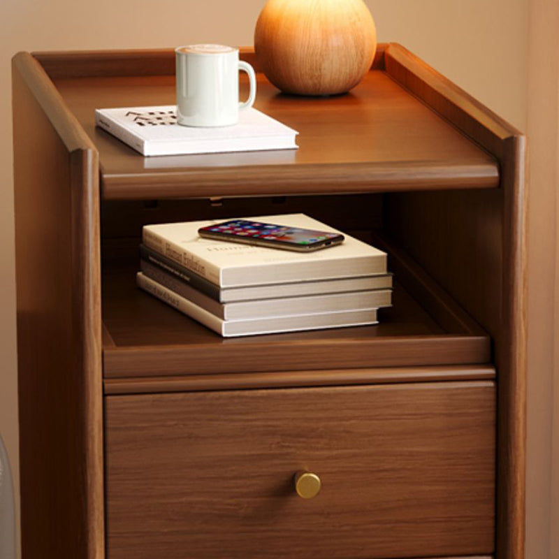Modern Minimalist Rectangular Pine Wood Nightstand 2-Drawer For Bedroom