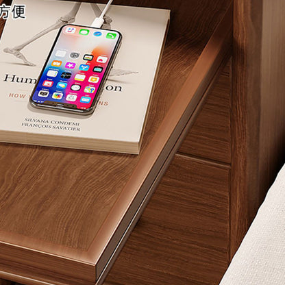 Modern Minimalist Rectangular Pine Wood Nightstand 2-Drawer For Bedroom
