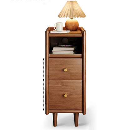 Modern Minimalist Rectangular Pine Wood Nightstand 2-Drawer For Bedroom