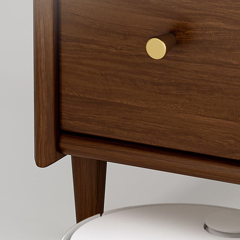 Modern Minimalist Rectangular Pine Wood Nightstand 2-Drawer For Bedroom