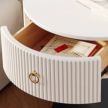 Modern Minimalist Conical Multi-Layer Plywood Stone Slab PP Nightstand 1-Tier For Bedroom