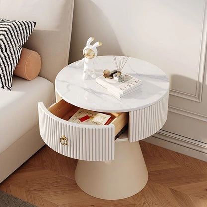 Modern Minimalist Conical Multi-Layer Plywood Stone Slab PP Nightstand 1-Tier For Bedroom