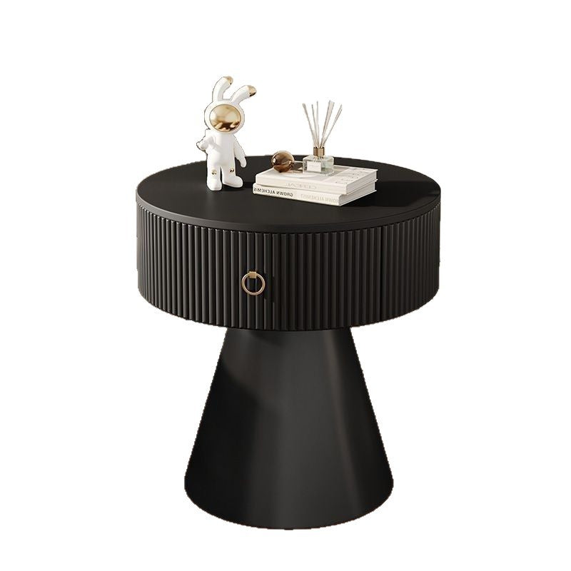 Modern Minimalist Conical Multi-Layer Plywood Stone Slab PP Nightstand 1-Tier For Bedroom