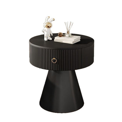 Modern Minimalist Conical Multi-Layer Plywood Stone Slab PP Nightstand 1-Tier For Bedroom