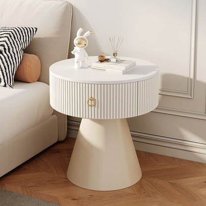 Modern Minimalist Conical Multi-Layer Plywood Stone Slab PP Nightstand 1-Tier For Bedroom