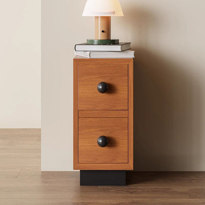 Contemporary Creative Rectangular Multi-Layer Plywood Medium Density Fiberboard Solid Wood Nightstand 2-Drawer For Bedroom