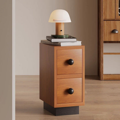 Contemporary Creative Rectangular Multi-Layer Plywood Medium Density Fiberboard Solid Wood Nightstand 2-Drawer For Bedroom