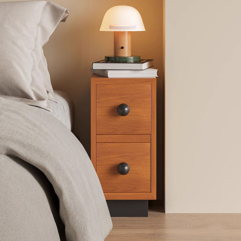 Contemporary Creative Rectangular Multi-Layer Plywood Medium Density Fiberboard Solid Wood Nightstand 2-Drawer For Bedroom