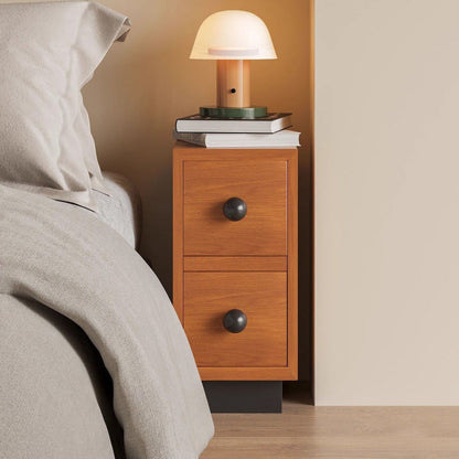 Contemporary Creative Rectangular Multi-Layer Plywood Medium Density Fiberboard Solid Wood Nightstand 2-Drawer For Bedroom