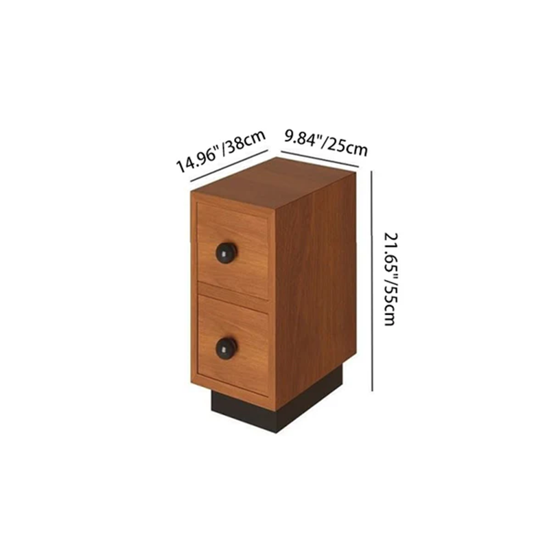 Contemporary Creative Rectangular Multi-Layer Plywood Medium Density Fiberboard Solid Wood Nightstand 2-Drawer For Bedroom