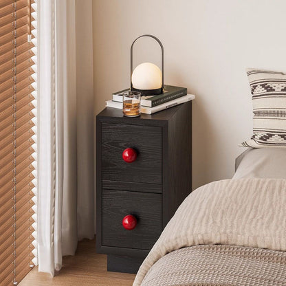 Contemporary Creative Rectangular Multi-Layer Plywood Medium Density Fiberboard Solid Wood Nightstand 2-Drawer For Bedroom