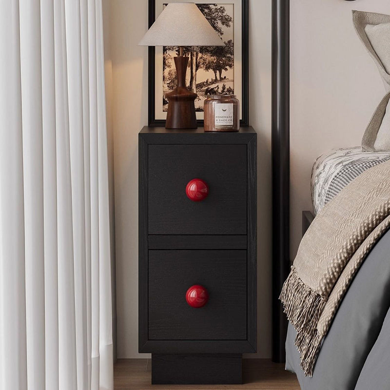 Contemporary Creative Rectangular Multi-Layer Plywood Medium Density Fiberboard Solid Wood Nightstand 2-Drawer For Bedroom