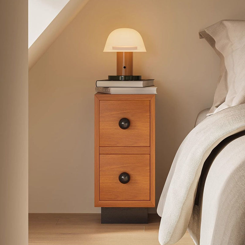 Contemporary Creative Rectangular Multi-Layer Plywood Medium Density Fiberboard Solid Wood Nightstand 2-Drawer For Bedroom