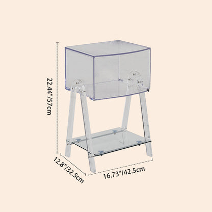 Modern Minimalist Rectangular Arch Acrylic Solid Wood Nightstand 1-Storage For Bedroom