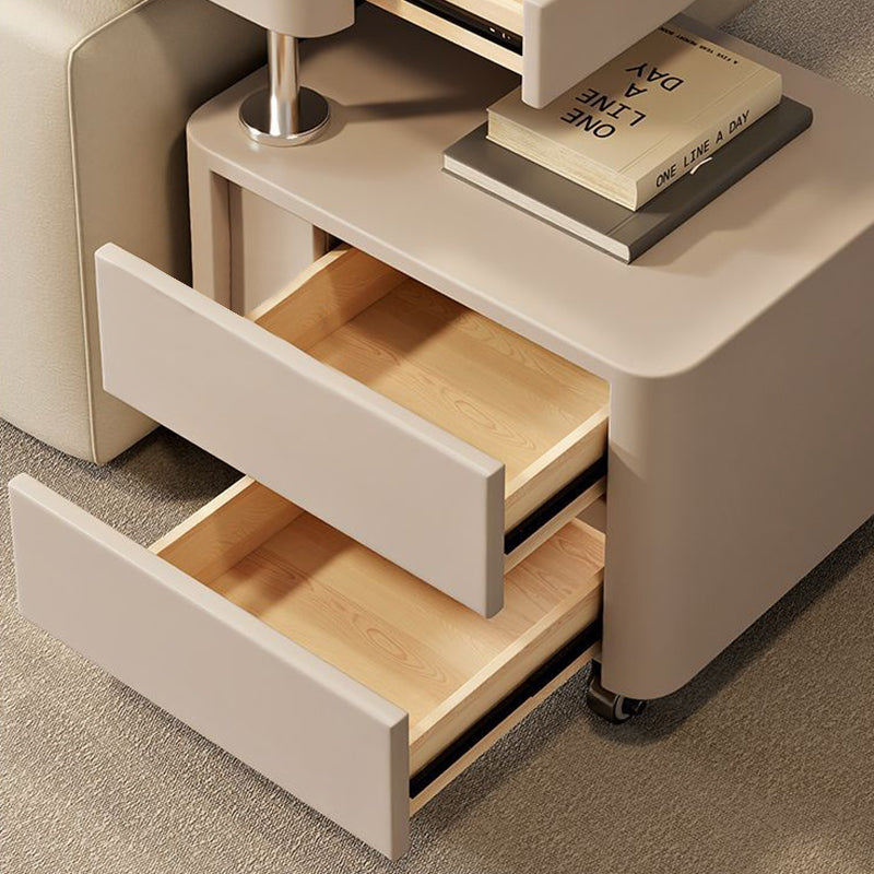 Modern Minimalist Rectangular Solid Wood Medium Density Fiberboard Faux Leather Steel Side Table 3-Drawer For Living Room
