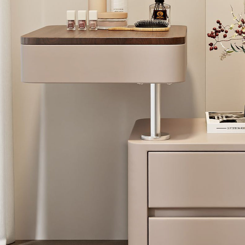 Modern Minimalist Rectangular Solid Wood Medium Density Fiberboard Faux Leather Steel Side Table 3-Drawer For Living Room