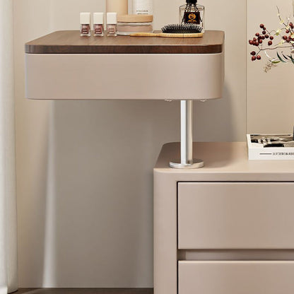 Modern Minimalist Rectangular Solid Wood Medium Density Fiberboard Faux Leather Steel Side Table 3-Drawer For Living Room
