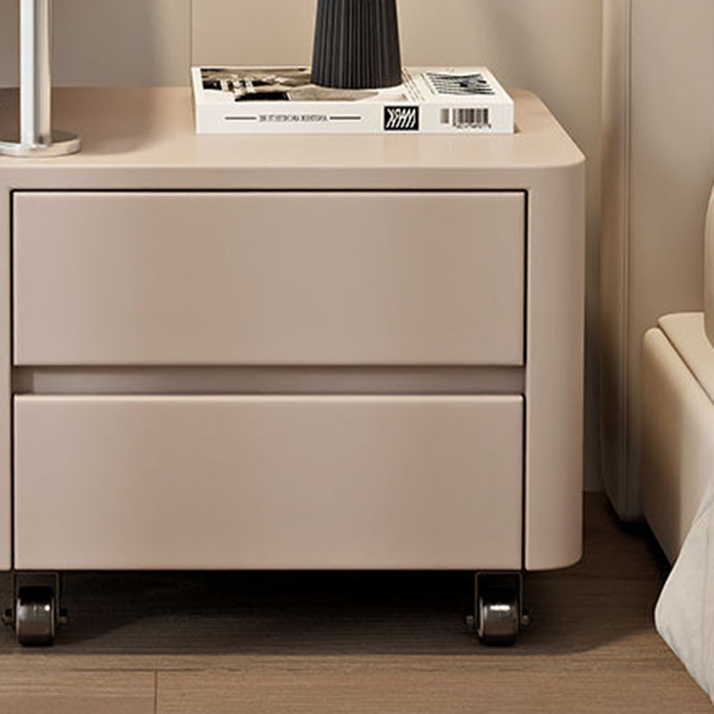 Modern Minimalist Rectangular Solid Wood Medium Density Fiberboard Faux Leather Steel Side Table 3-Drawer For Living Room