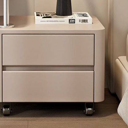 Modern Minimalist Rectangular Solid Wood Medium Density Fiberboard Faux Leather Steel Side Table 3-Drawer For Living Room