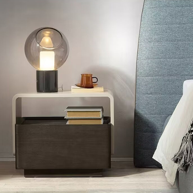 Modern Minimalist Rectangular Medium Density Fiberboard Nightstand 2-Tier For Bedroom