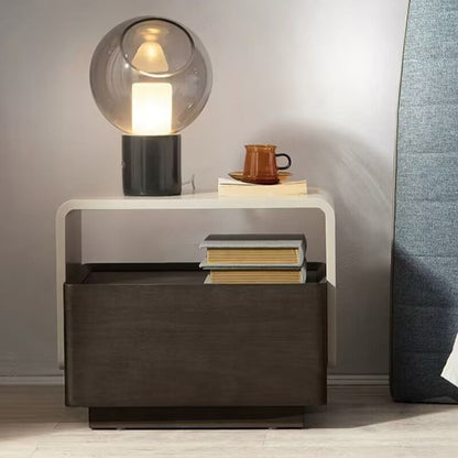 Modern Minimalist Rectangular Medium Density Fiberboard Nightstand 2-Tier For Bedroom
