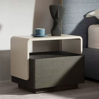 Modern Minimalist Rectangular Medium Density Fiberboard Nightstand 2-Tier For Bedroom