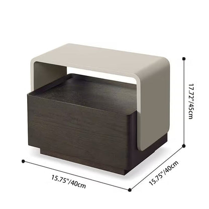 Modern Minimalist Rectangular Medium Density Fiberboard Nightstand 2-Tier For Bedroom