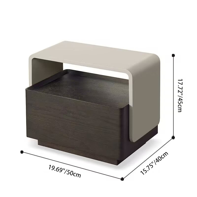 Modern Minimalist Rectangular Medium Density Fiberboard Nightstand 2-Tier For Bedroom