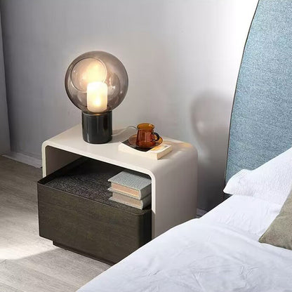 Modern Minimalist Rectangular Medium Density Fiberboard Nightstand 2-Tier For Bedroom