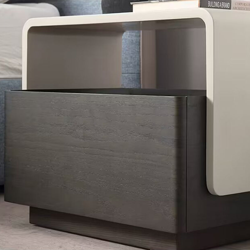 Modern Minimalist Rectangular Medium Density Fiberboard Nightstand 2-Tier For Bedroom