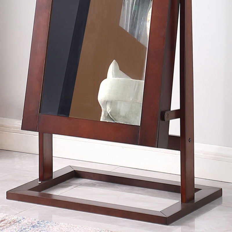 Traditional Chinese Rectangular Solid Wood Glass Medium Density Fiberboard Jewelry Storage Cabinet Full-Length Mirror For Bedroom