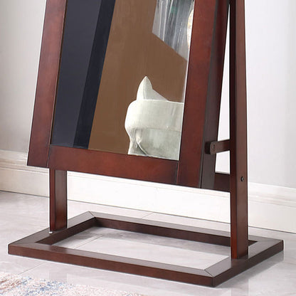 Traditional Chinese Rectangular Solid Wood Glass Medium Density Fiberboard Jewelry Storage Cabinet Full-Length Mirror For Bedroom