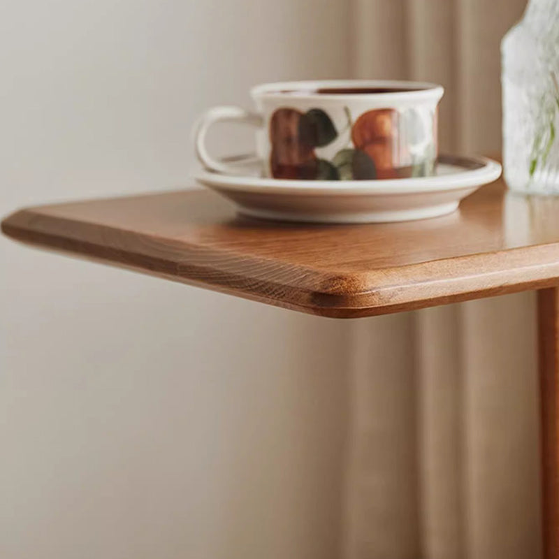 Modern Minimalist Rectangular Solid Wood Side Table 1-Tier For Living Room