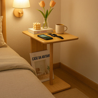 Modern Minimalist Rectangular Solid Wood Side Table 1-Tier For Living Room