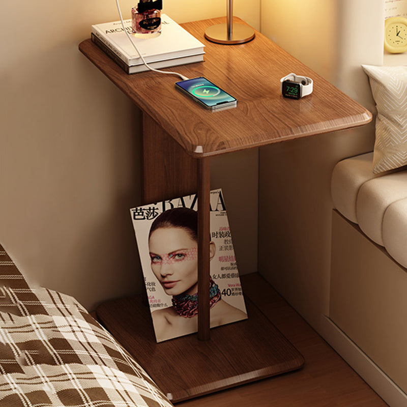 Modern Minimalist Rectangular Solid Wood Side Table 1-Tier For Living Room